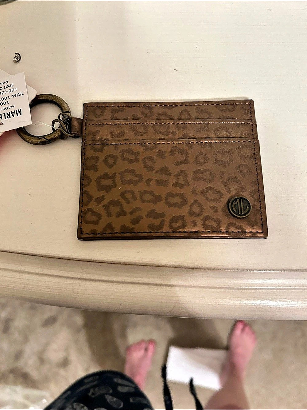 Marley Lilly Leopard Print Card Holder in Brown NWT
